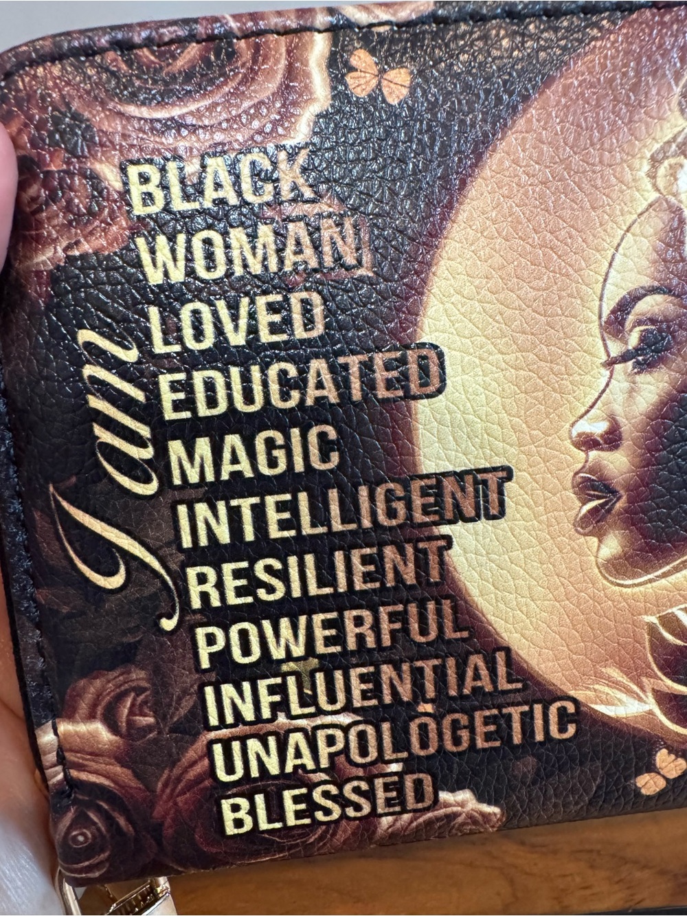 Black & Gold Women’s Inspirational Wristlet NWOT - Picture 3 of 8